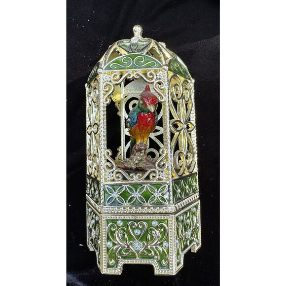 Vintage Chestnut Lane Enamel and Rhinestone Encrusted Bird Cage Exotic Bird -A18 - Picture 1 of 12